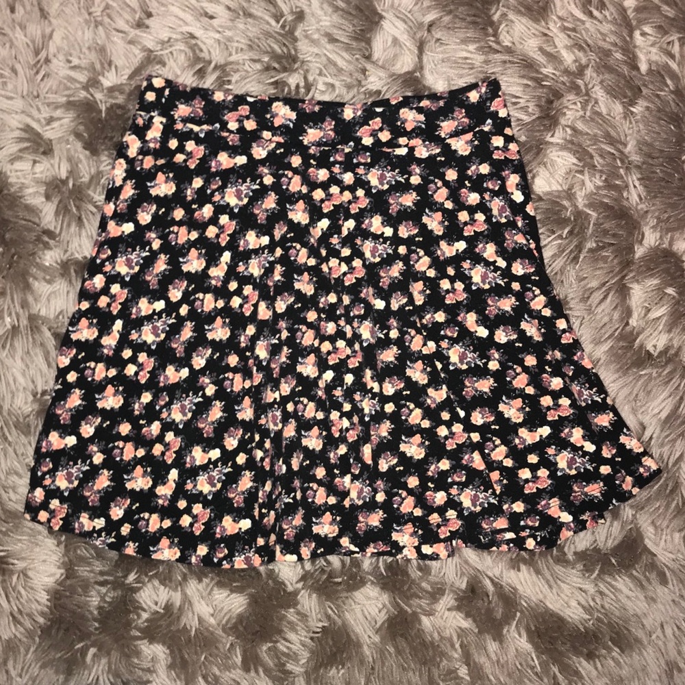Black Circle Skirt w/Floral Pattern